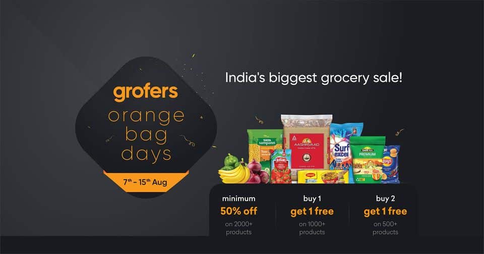 Grofers Orange bag Sale