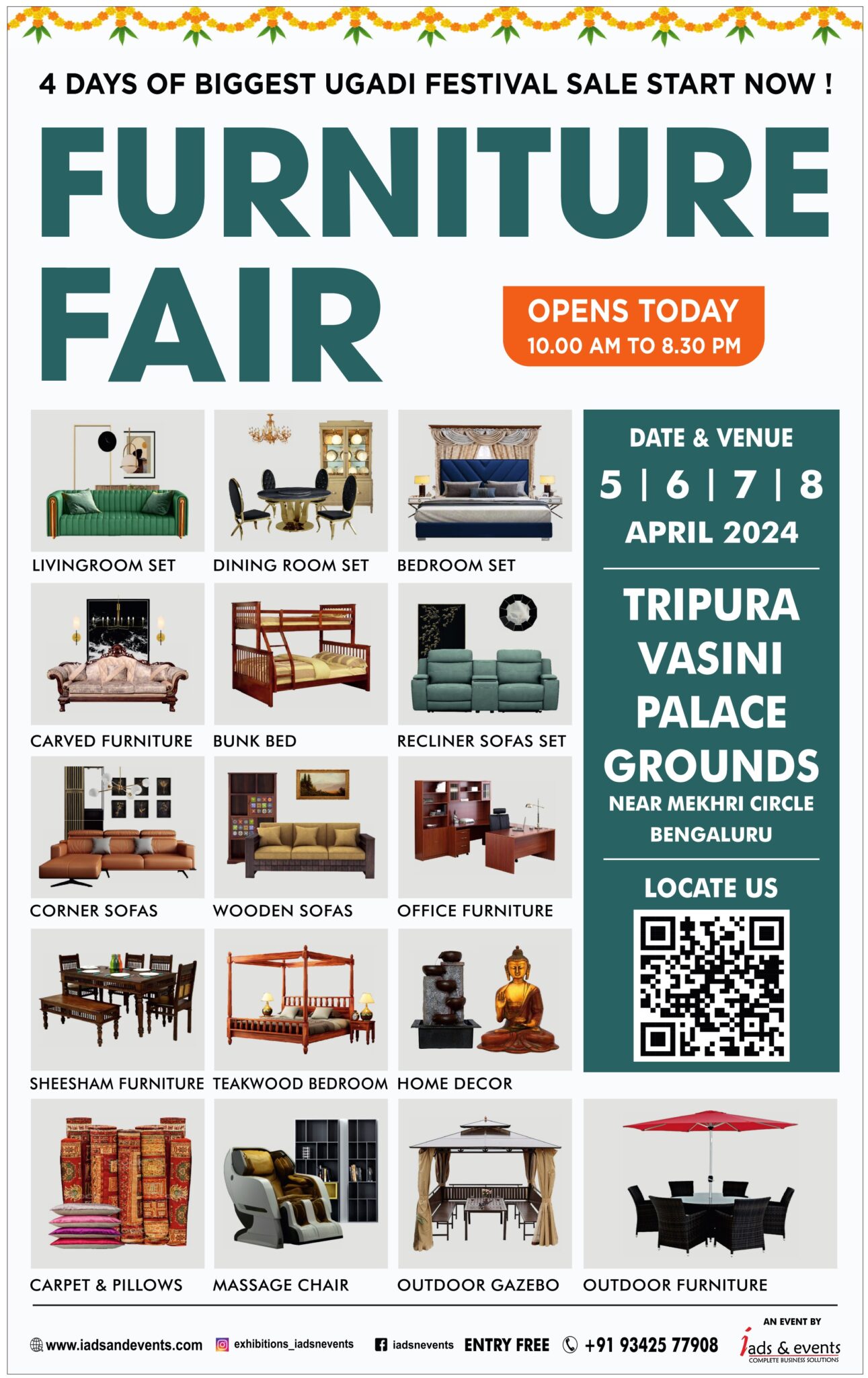 Furniture Fair Bangalore Ugadi Sale Location & Timings August 2024